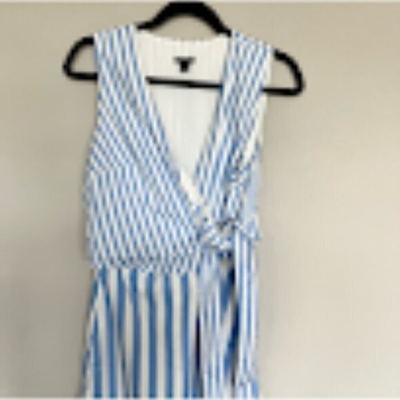 Ann Taylor Dress Wrap Top Striped Blue White Preppy Spring Party Wedding Bride 8 - Picture 4 of 8